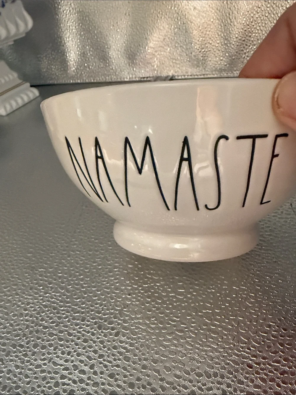 White Namaste Ceramic Bowl - Home Art
